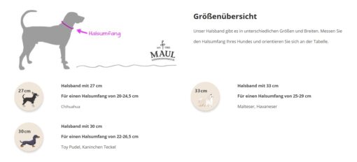 Größentabelle Minis