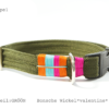 Elbband verstellbares Halsband oliv / bunte Streifen