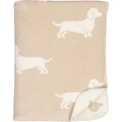 Cawö Wohndecke WE LOVE DOGS Dackel natur/beige