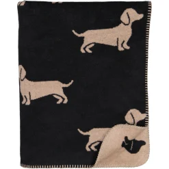 Cawö Wohndecke WE LOVE DOGS Dackel schwarz/beige