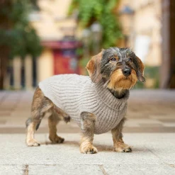 Leopold's Finest Hundepullover Merinowolle für Dackel / kleine schlanke Hunde - taupe